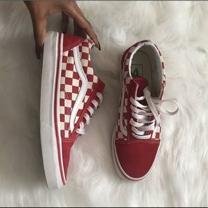 Checkered red Vans